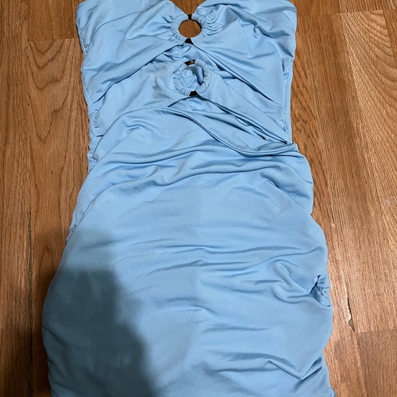 SHEIN Light Blue Ruched Mini Dress - Picture 1 of 1